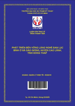 Luận văn thạc sĩ hcmute phát triển bền vững làng nghề đan lục bình ở xã gáo giồng huyện cao lãnh tỉnh đồng tháp
