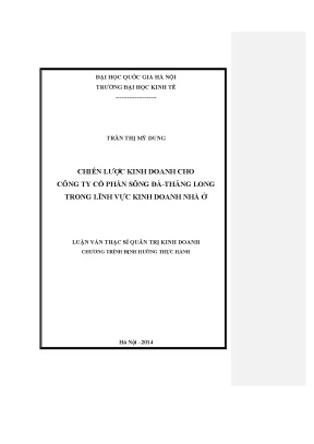 Luận văn thạc sĩ chiến lược kinh doanh cho công ty cổ phần sông đà thăng long trong lĩnh vực kinh doanh nhà ở