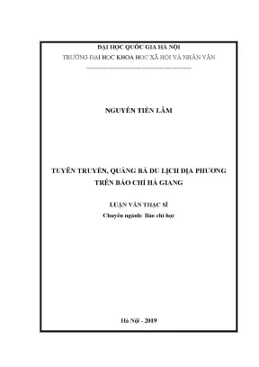 Luận văn thạc sĩ tuyên truyền quảng bá du lịch địa phương trên báo chí hà giang