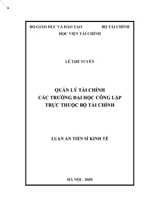 Luận án tiến sĩ quản lý tài chính các trường đại học công lập trực thuộc bộ tài chính