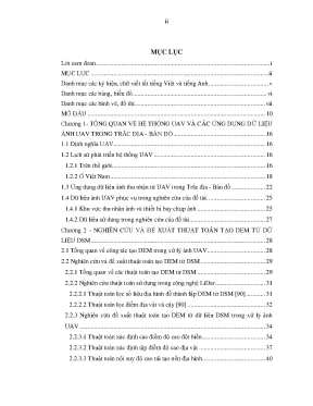 Luận án nghiên cứu phương pháp nhận dạng tự động một số đối tượng và xây dựng cơ sở dữ liệu 3d bằng dữ liệu ảnh thu nhận từ thiết bị bay không người lái