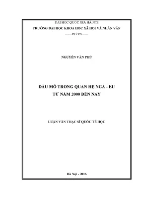 Luận văn thạc sĩ dầu mỏ trong quan hệ nga eu từ năm 2000 đến nay