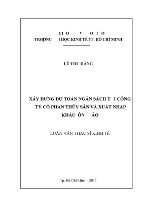 Luận văn thạc sĩ xây dựng dự toán ngân sách tại công ty cổ phần thủy sản và xnk côn đảo