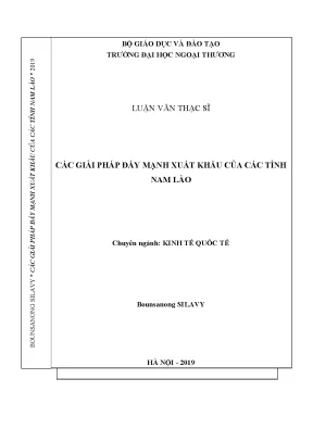 Luận văn thạc sĩ các giải pháp đẩy mạnh xuất khẩu của các tỉnh nam lào
