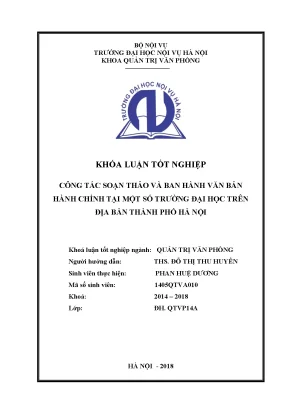 Luận văn tốt nghiệp công tác soạn thảo và ban hành văn bản hành chính tại một số trường đại học trên địa bàn thành phố hà nội