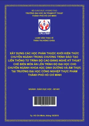 Luận văn thạc sĩ hcmute xây dựng các học phần thuộc khối kiến thức chuyên ngành trong chương trình đào tạo liên thông từ trình độ cao đẳng nghề kỹ thuật chế biến món ăn lê
