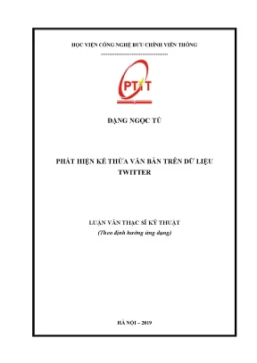 Luận văn thạc sĩ phát hiện kế thừa văn bản trên dữ liệu twitter