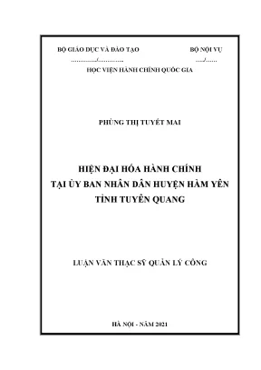Luận văn thạc sĩ hiện đại hóa hành chính tại ubnd huyện hàm yên tỉnh tuyên quang