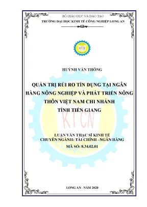 Luận văn thạc sĩ quản trị rủi ro tín dụng tại ngân hàng nông nghiệp và phát triển nông thôn việt nam chi nhánh tỉnh tiền giang