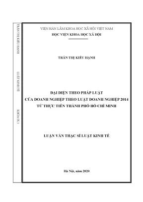Luận án tiến sĩ đại diện theo pháp luật của doanh nghiệp theo luật doanh nghiệp 2014 từ thực tiễn thành phố hồ chí minh