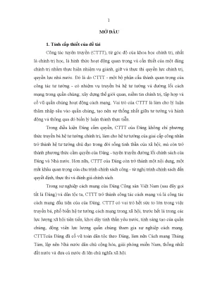 Luận án đổi mới công tác tuyên truyền của đảng đáp ứng yêu cầu hội nhập quốc tế ở việt nam hiện nay