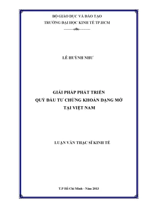 Luận văn thạc sĩ giải pháp phát triển quỹ đầu tư chứng khoán dạng mở tại việt nam luận văn thạc sĩ