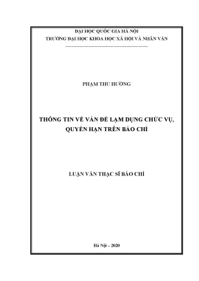 Luận văn thạc sĩ thông tin về vấn đề lạm dụng chức vụ quyền hạn trên báo chí