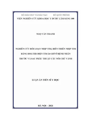 Luận án tiến sĩ nghiên cứu rối loạn nhịp tim biến thiên nhịp tim bằng holter điện tim 24 giờ ở bệnh nhân trước và sau phẫu thuật cầu nối chủ vành