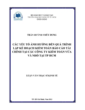Luận văn thạc sĩ các yếu tố ảnh hưởng đến quá trình lập kế hoạch kiểm toán báo cáo tài chính tại các công ty kiểm toán vừa và nhỏ tại tphcm luận văn thạc sĩ