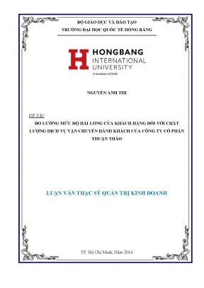 Luận văn thạc sĩ đo lường mức độ hài lòng của khách hàng đối với chất lượng dịch vụ vận chuyển hành khách của công ty cổ phần thuận thảo