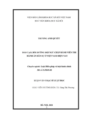 Luận văn thạc sĩ đào tạo bồi dưỡng đội ngũ chấp hành viên thi hành án dân sự ở việt nam hiện nay