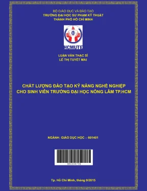 Luận văn thạc sĩ hcmute chất lượng đào tạo kỹ năng nghề nghiệp cho sinh viên trường đại học nông lâm tp hcm