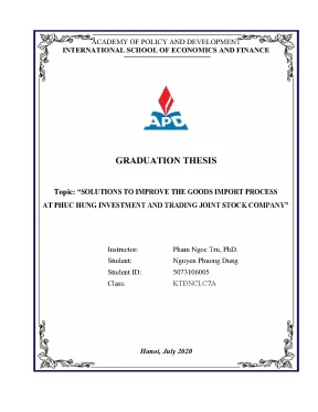Luận văn tốt nghiệp solutions to improve the goods import process at phuc hung investment and trading joint stock company