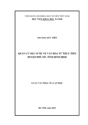 Luận văn thạc sĩ quản lý nhà nước về văn hóa từ thực tiễn huyện phù mỹ tỉnh bình định