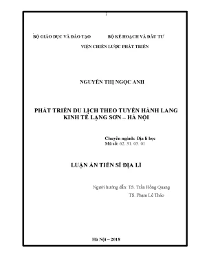 Luận án phát triển du lịch theo tuyến hành lang kinh tế lạng sơn hà nội