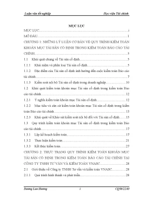 Luận văn tốt nghiệp hoàn thiện quy trình kiểm toán khoản mục tài sản cố định trong báo cáo tài chính tại công ty tnhh tư vấn và kiểm toán vnasc