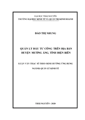 Luận văn thạc sĩ quản lý kinh tế quản lý đầu tư công trên địa bàn huyện mường ảng tỉnh điện biên