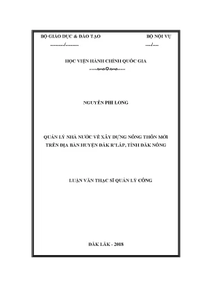 Luận văn thạc sĩ quản lý nhà nước về xây dựng nông thôn mới trên địa bàn huyện đắk r lấp tỉnh đắk nông