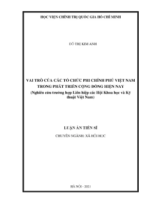 Luận án tiến sĩ vai trò của các tổ chức phi chính phủ việt nam trong phát triển cộng đồng hiện nay