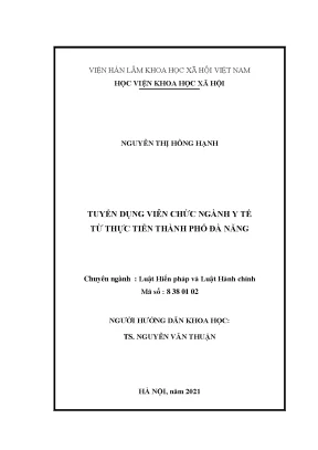 Luận văn thạc sĩ tuyển dụng viên chức ngành y tế từ thực tiễn thành phố đà nẵng