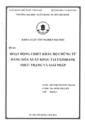 Luận văn thạc sĩ hoạt động chiết khấu bộ chứng từ hàng hóa xuất khẩu tại eximbank thực trạng và giải pháp