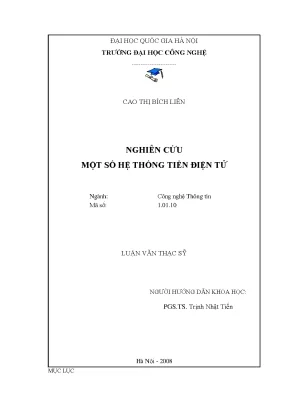 Luận văn thạc sĩ nghiên cứu một số hệ thống tiền điện tử