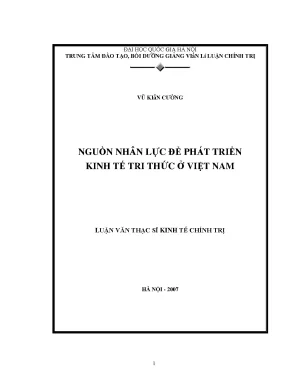 Luận văn thạc sĩ nguồn nhân lực để phát triển kinh tế tri thức ở việt nam