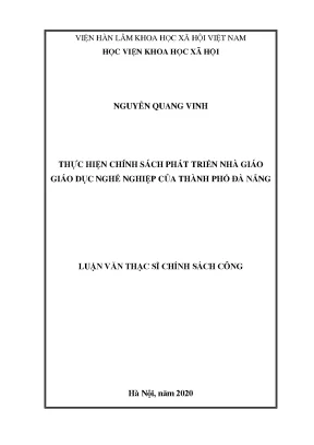 Luận văn thạc sĩ thực hiện chính sách phát triển nhà giáo giáo dục nghề nghiệp của thành phố đà nẵng