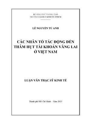 Luận văn thạc sĩ các nhân tố tác động đến thâm hụt tài khoản vãng lai ở việt nam luận văn thạc sĩ