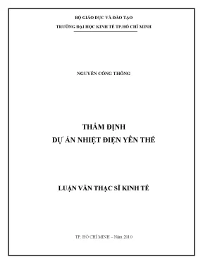 Luận văn thạc sĩ thẩm định dự án nhiệt điện yên thế