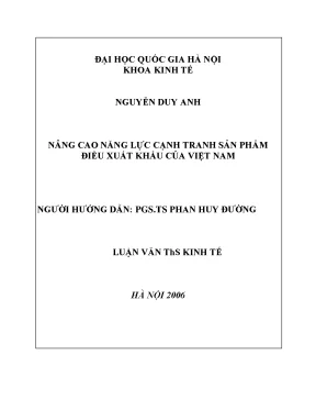 Luận văn thạc sĩ nâng cao năng lực cạnh tranh sản phẩm điều xuất khẩu của việt nam