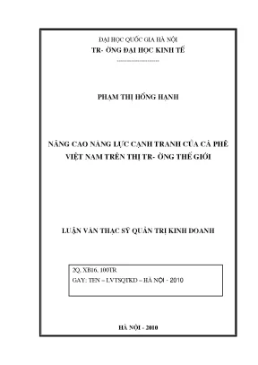 Luận văn thạc sĩ nâng cao năng lực cạnh tranh của cà phê việt nam trên thị trường thế giới