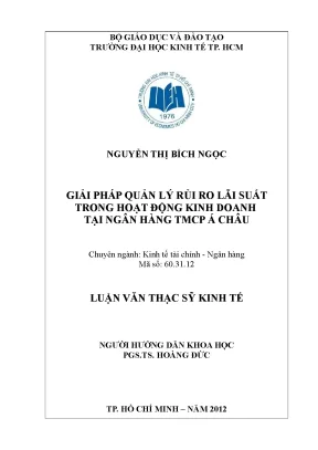 Luận văn thạc sĩ giải pháp quản lý rủi ro lãi suất trong hoạt động kinh doanh tại ngân hàng thương mại cổ phần á châu luận văn thạc sĩ