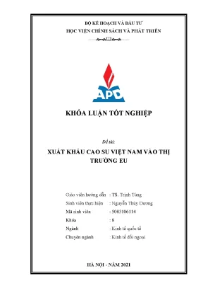 Luận văn tốt nghiệp xuất khẩu cao su việt nam vào thị trường eu