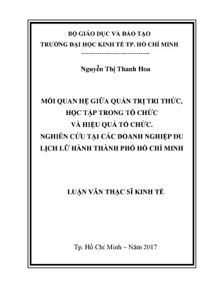 Luận văn thạc sĩ mối quan hệ giữa quản trị tri thức học tập trong tổ chức và hiệu quả tổ chức nghiên cứu tại các doanh nghiệp du lịch lữ hành tại thành phố hồ chí minh