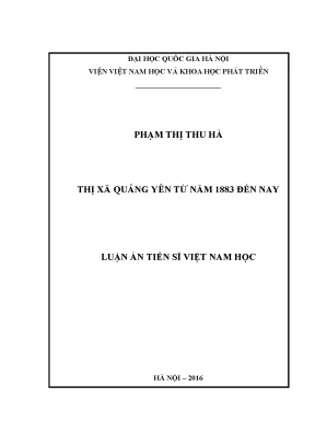 Luận án tiến sĩ thị xã quảng yên từ năm 1883 đến nay