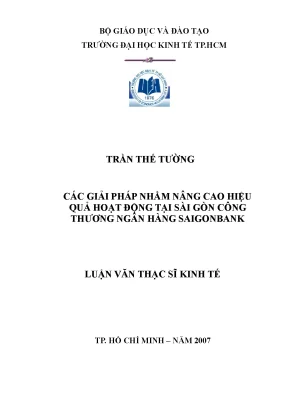 Luận văn thạc sĩ các giải pháp nhằm nâng cao hiệu quả hoạt động tại sài gòn công thương ngân hàng saigonbank