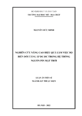 Luận án tiến sĩ nghiên cứu nâng cao hiệu quả làm việc bộ biến đổi tăng áp dc dc trong hệ thống nguồn pin mặt trời