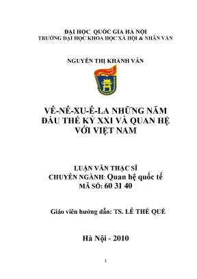 Luận văn thạc sĩ vê nuê xuê la những năm đầu thế kỉ xxi và quan hệ với việt nam