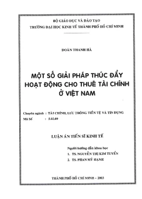 Luận văn thạc sĩ một số giải pháp thúc đẩy hoạt động cho thuê tài chính ở việt nam