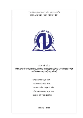 Luận văn tốt nghiệp nâng cao ý thức phòng chống dịch bệnh covid 19 của sinh viên trường đại học nội vụ hà nội