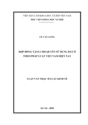 Luận án tiến sĩ hợp đồng tặng cho quyền sử dụng đất ở theo pháp luật việt nam hiện nay