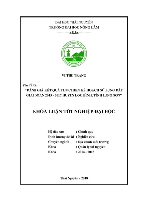 Luận văn tốt nghiệp đánh giá kết quả thực hiện kế hoạch sử dụng đất giai đoạn 2015 2017 huyện lộc bình tỉnh lạng sơn