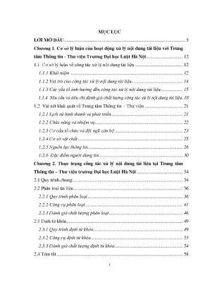 Luận văn thạc sĩ xử lý nội dung tài liệu tại trung tâm thông tin thư viện đại học luật hà nội